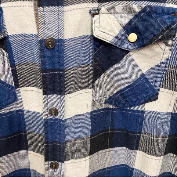 PRIVATE Member Mens plaid 100% cotton button down shirt blue ecru white in small - Picture 8 of 15
